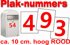 Huisnummer / containter stickers Hoogglans Rood 10CM