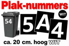XL huisnummer/container stickers Wit 20CM