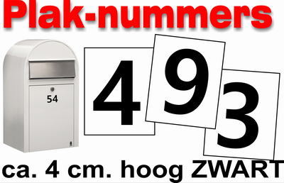 Huisnummer / container stickers Zwart 4CM