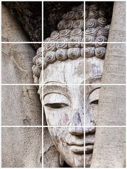Foto tegelsticker 15x15 'Boeddha in hout' 60x45 cm hxb