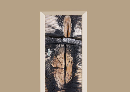 deursticker hout boomstammen
