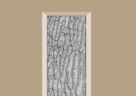 deursticker hout boomschors grijs