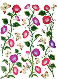 Statische raamstickers roze bloemen met vlinders