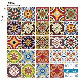 Tegelstickers Portugese tegeltjes 24 stuks (10x10 cm)