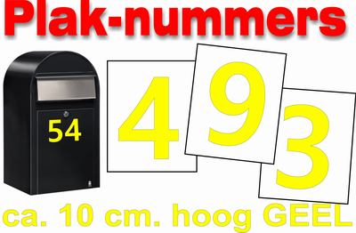 in de buurt produceren token Huisnummer / container sticker geel 10cm
