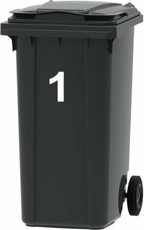 Containersticker huisnummersticker 0 wit (16,5cm)