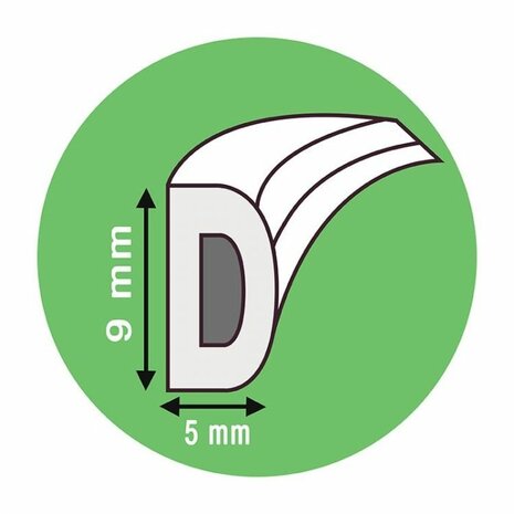 Zelfklevende tochtstrip voor ramen en deuren wit D-profiel 5x9mm (18 meter)