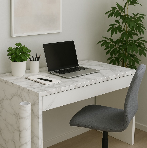 plakfolie marmer look bureau kantoor