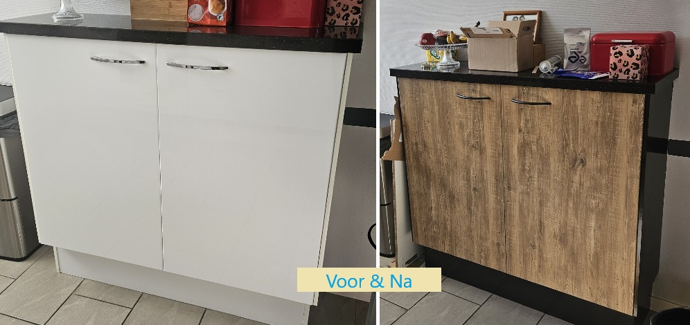 Eindresultaat wrapfolie eiken rustiek mat