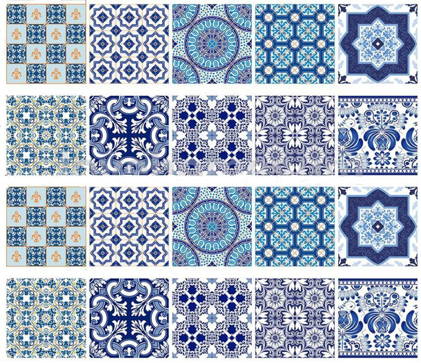 Geheim Samenstelling Luidspreker Tegelstickers Mediterraans blauw 10 stuks (10x10cm) - Plakfolie webshop