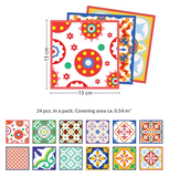 Tegelstickers klassiek Mediteraans kleurrijk 24 stuks (15x15 cm)_