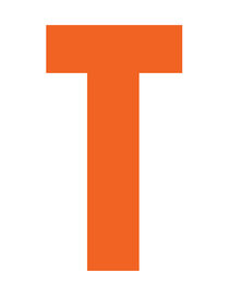 Plakletter oranje 10cm: T