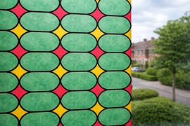 Raamfolie glas in lood groen, geel, rood (90x200cm)