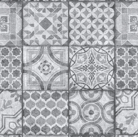 Plakfolie tegeltjes grijs/zwart 150x45cm