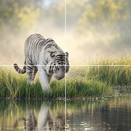Foto tegelsticker 15x15 'witte tijger bij het water' 30x30 cm hxb