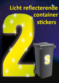 Containersticker huisnummersticker fluor geel 16,5cm