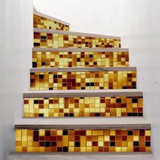 Trapstickers mozaiek steentjes goud (6 stroken)