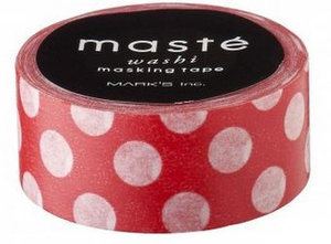 Masking tape Masté stippen wit op rood
