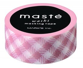 Masking tape Masté ruitjes oud roze