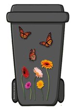 Containersticker bloemen en vlinders