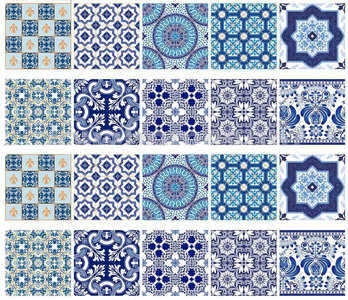 Tegelstickers Mediterraans blauw 10 stuks (10x10cm)