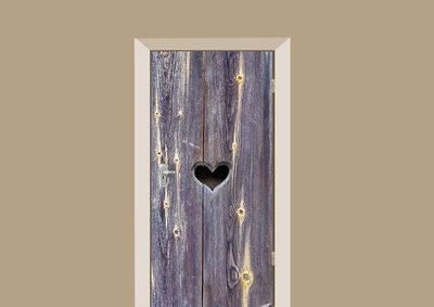 ego Mysterieus Aziatisch Deursticker houten deur met hart lavendel - Plakfolie webshop